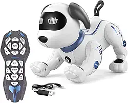 Cão Robô | Cães-robôs que agem como verda- Robôs dança interativos e inteligentes programáveis para crianças 5 anos ou mais, cachorro brinquedo RC com olhos LED Fenlan