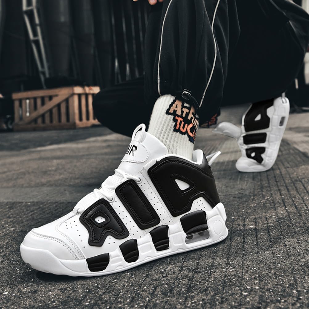 Sneaker Herren Damen Retro Skateboardschuhe Laufschuhe Turnschuhe mit Luftpolster Walkingschuhe Studenten Anti-Rutsch leichter Jungen Mädchen Basketballschuhe modisch Sportschuhe (Weiß Schwarz 3,38)