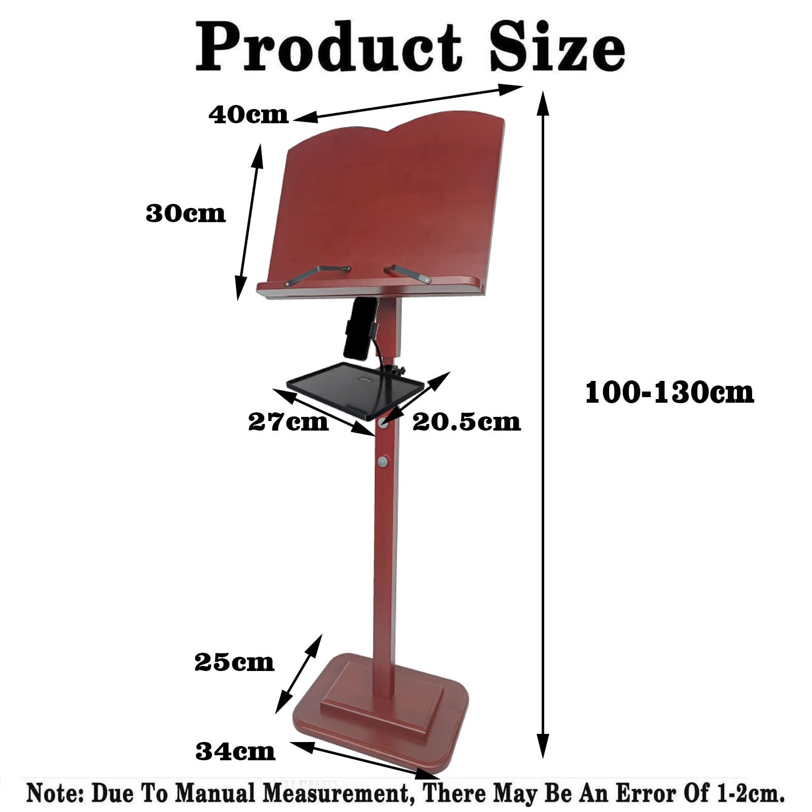 Stojak Na Nuty, Drewniany Stojak Na Nuty, Przenośny Stojak Na Nuty, Regulowana Wysokość (do 130 Cm), Nadaje Się Do Skrzypiec, Gitarzysty, Zespołu, Występów (Color : Brown, Size : 100-130cm)