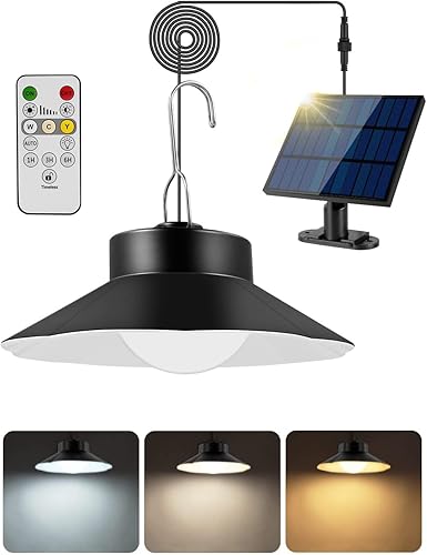 papasbox Solar Shed Light Indoor Outdoor- 228 LED Motion Sensor Pendant Light 1200LM Dusk to Dawn Solar Lights for Inside with Remote Timer 5