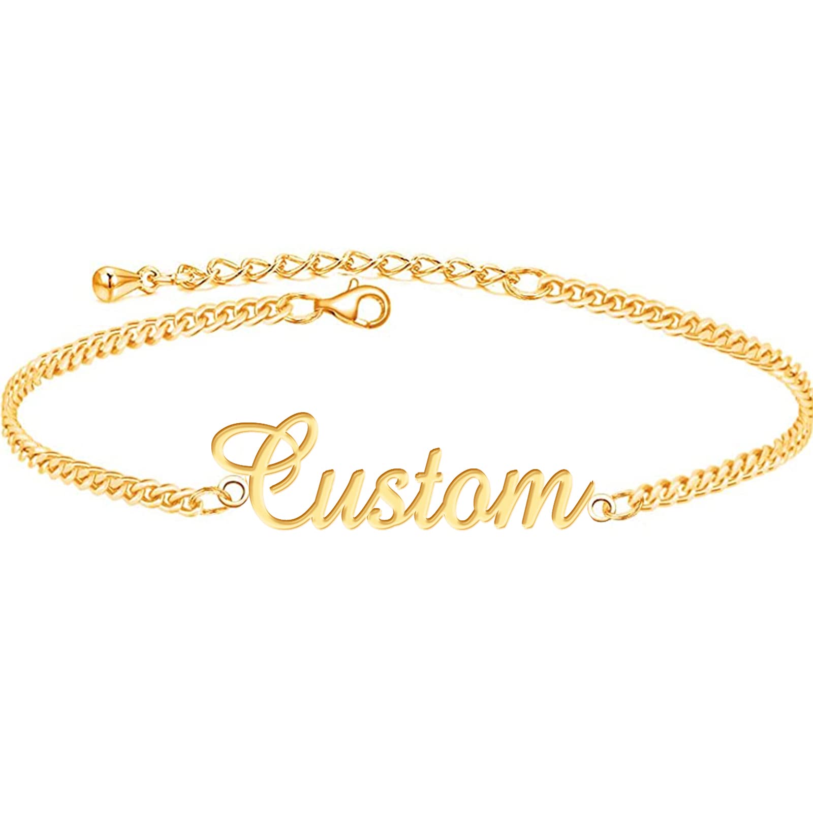 FlowsheyPersonalized Name Bracelet for Women Custom Name Anklet 18K Gold Plated Name Bracelet Anklet Customized Name Jewelry Gift