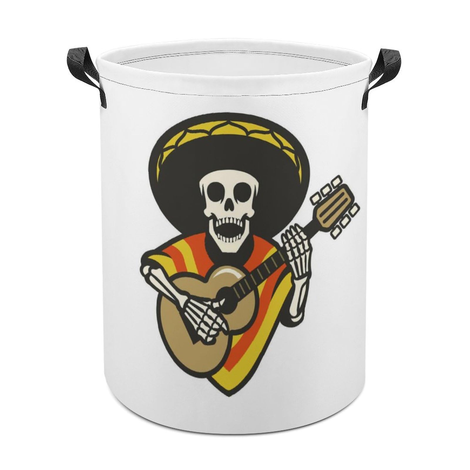 MHYRAC Laundry Hamper, Mexican Guitar Skull Laundry Basket, Washing Basket with Handle