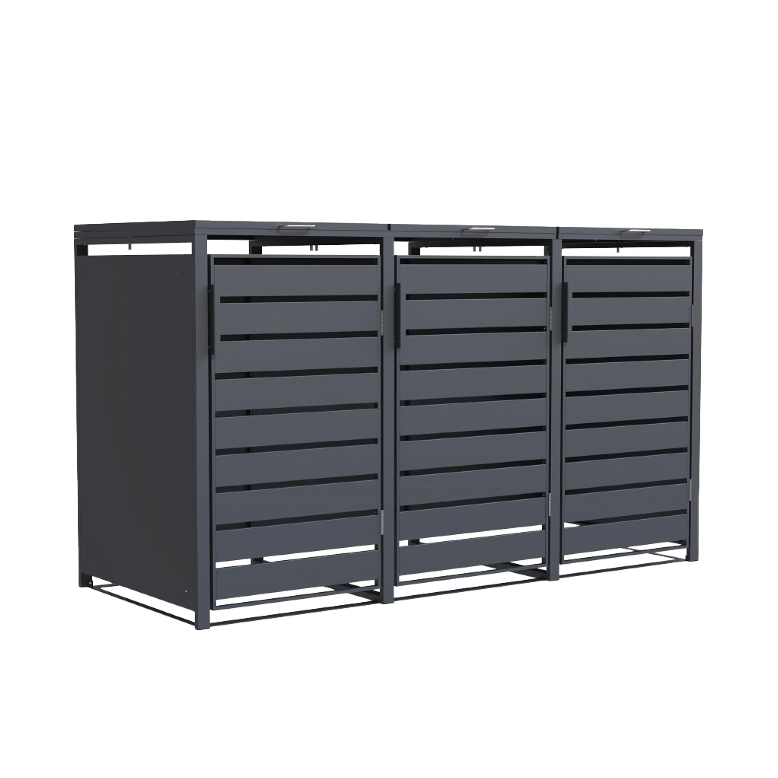 Mülltonnenbox 3er Valto mit Lamellendesign/Klappdach mit Gasdruckdämpfer
