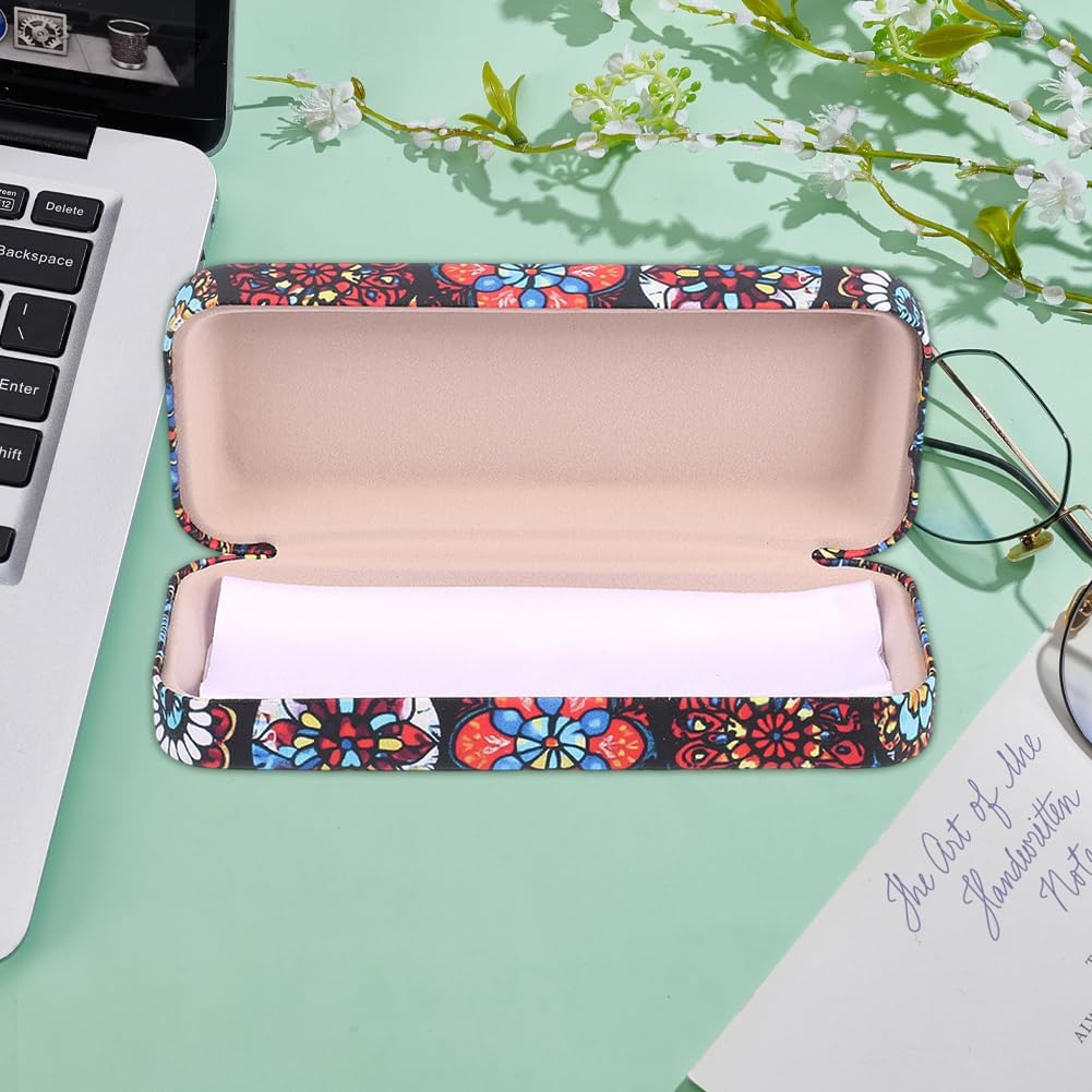 CREATCABIN Eyeglasses Case Hard Shell Eyeglasses Case Leather Portable Protective Cover Sunglasses Holder Portable Protective Storage Organizer with Cleaning Cloth for Women Men Travel image 4
