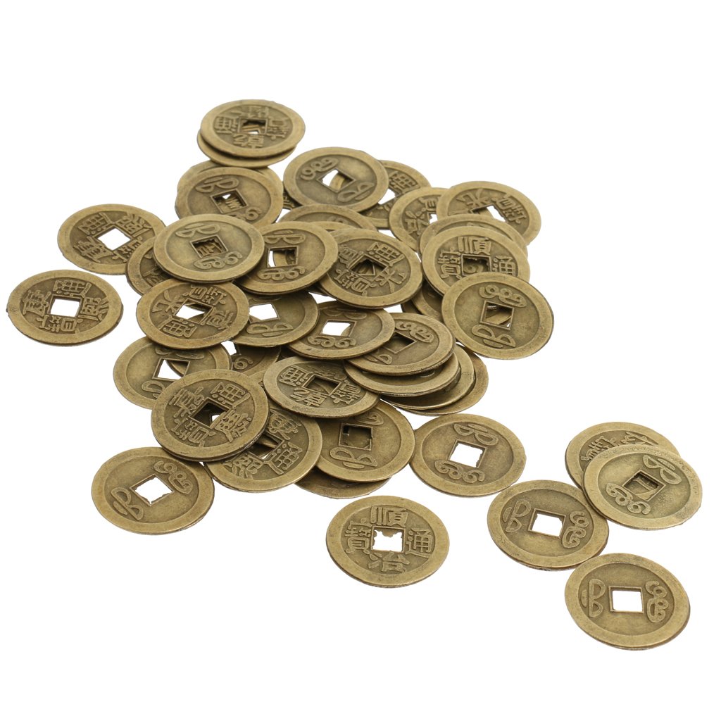 いおみく 50 Pieces Zinc Alloy Chinese Ancient Feng Shui I Ching Coins