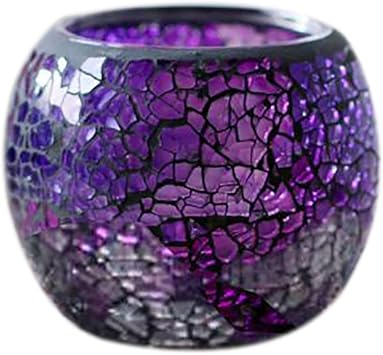 Ochine Glass Votive Candle Holder for Tealight, Romantic Stained Mosaic Tealight Candle Holders, Handmade Cracked Aromatherapy Candle Lamp