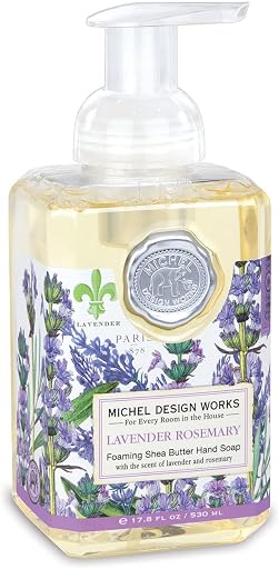 Michel Design Works Foaming Hand Soap, Lavender Rosemary, with Soap Dispenser, 1-Pack, 17.8 Fl oz Each