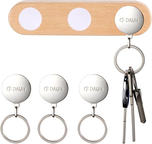 Soporte magnético para llaves, para decoración de pared, llavero con 3 llaveros de madera, ganchos magnéticos fuertes para refrigerador, ganchos