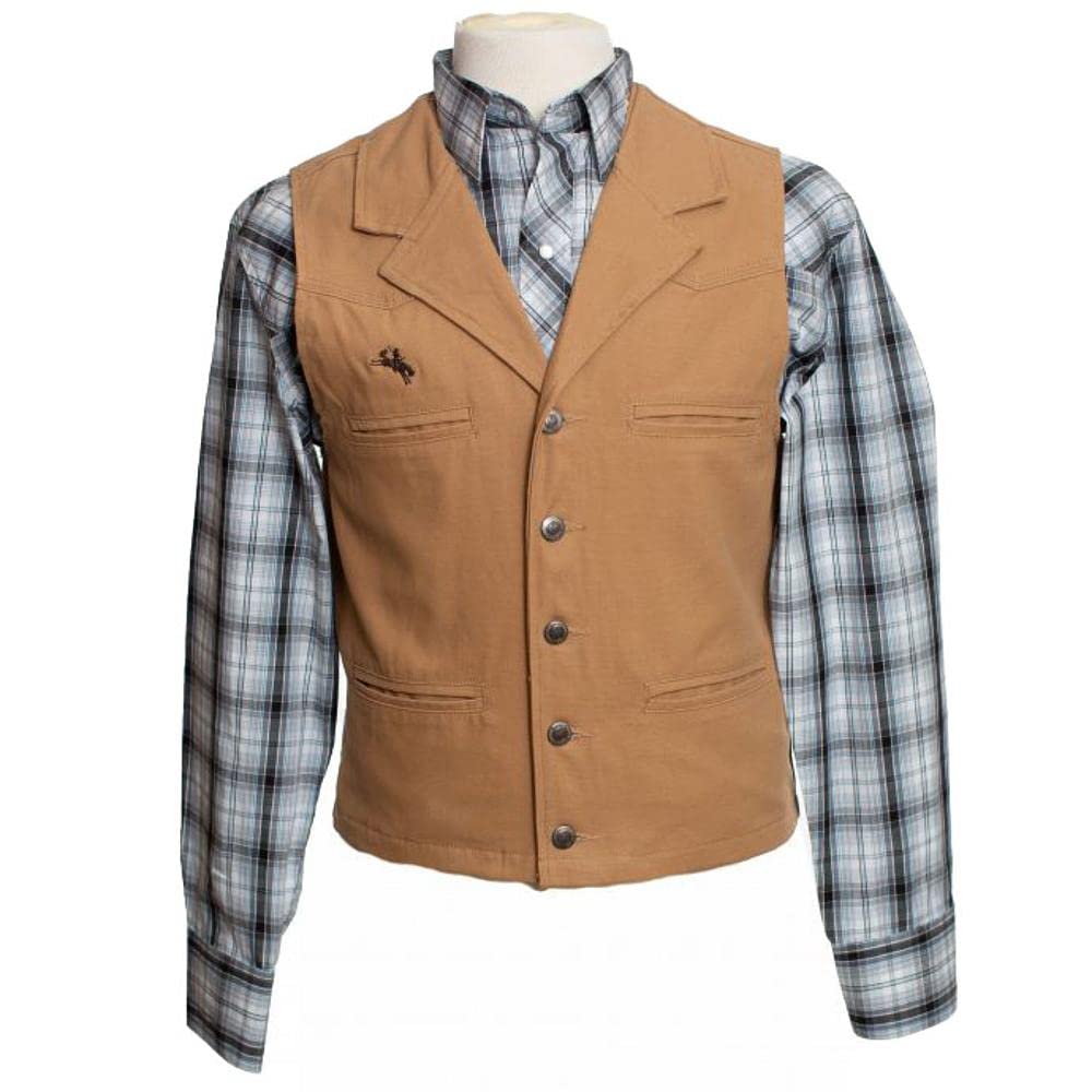 Wyoming Traders Mens Tan Canvas Bronco Vest Tan S