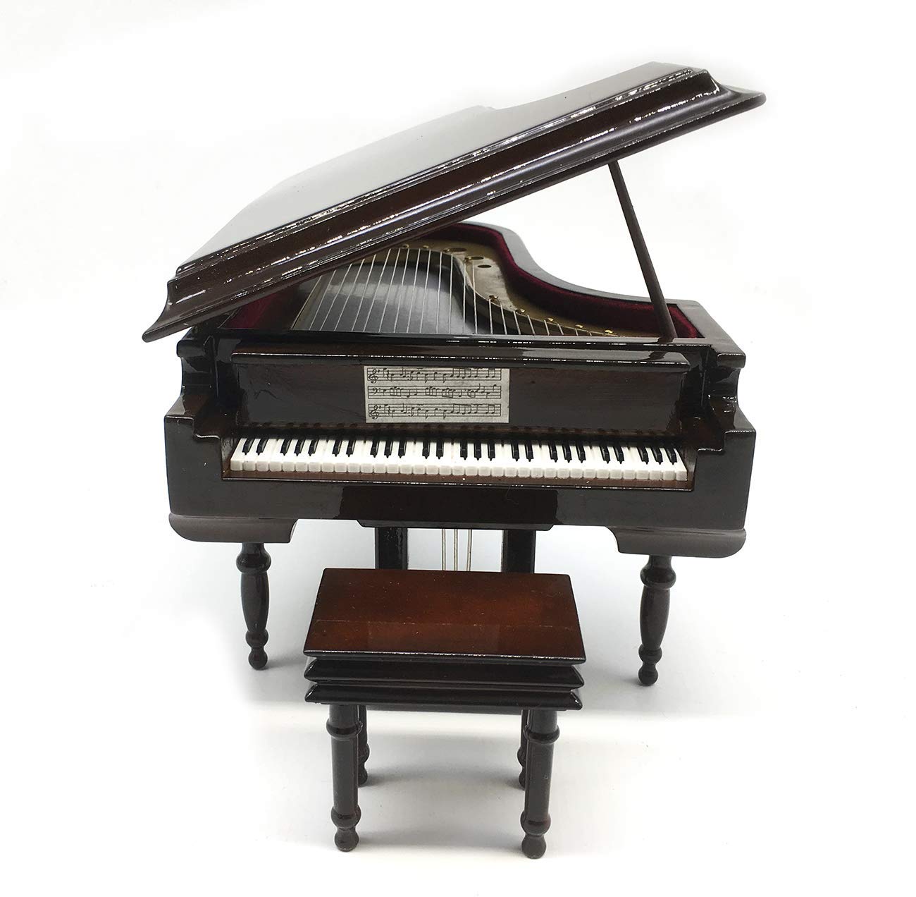 Piano Music Box with Bench and Black Case Musical Boxes Gift for Christmas/Birthday/Valentine's Day, Melody Castle in The Sky