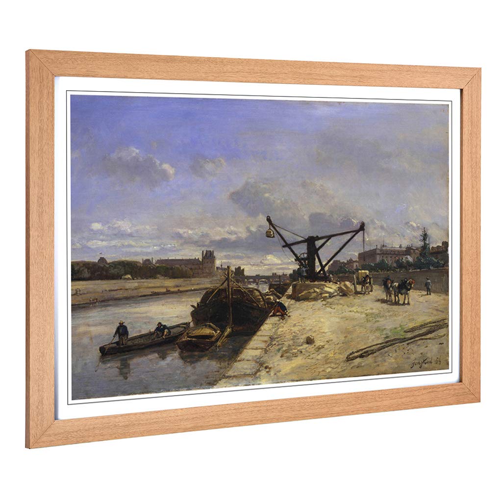 Big Box Art Framed Print of Johan Jongkind View from The Quai D'Orsay Design | Wall Art Picture | Home Decor for Kitchen, Living Room, Bedroom, Hallway, Oak, A2 / 24.5x18 Inch / 62x45cm