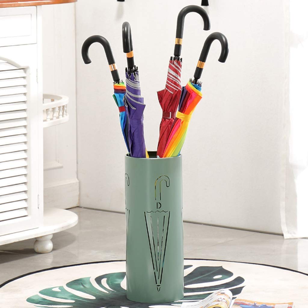 Gardeneea Umbrella Stand, Umbrella Stand, Household Storage Floor Umbrella Stand, Metal Umbrella Stand, Wrought Iron Umbrella Stand,White (Green)