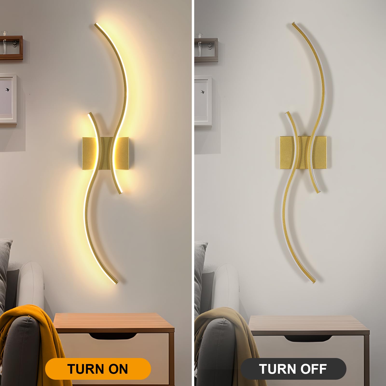 Comely Applique Murale Intérieure LED 27W 3075LM 80CM, Luminaire Mural LED pour Salon Chambre Escalier, 3000K Lumière Chaude