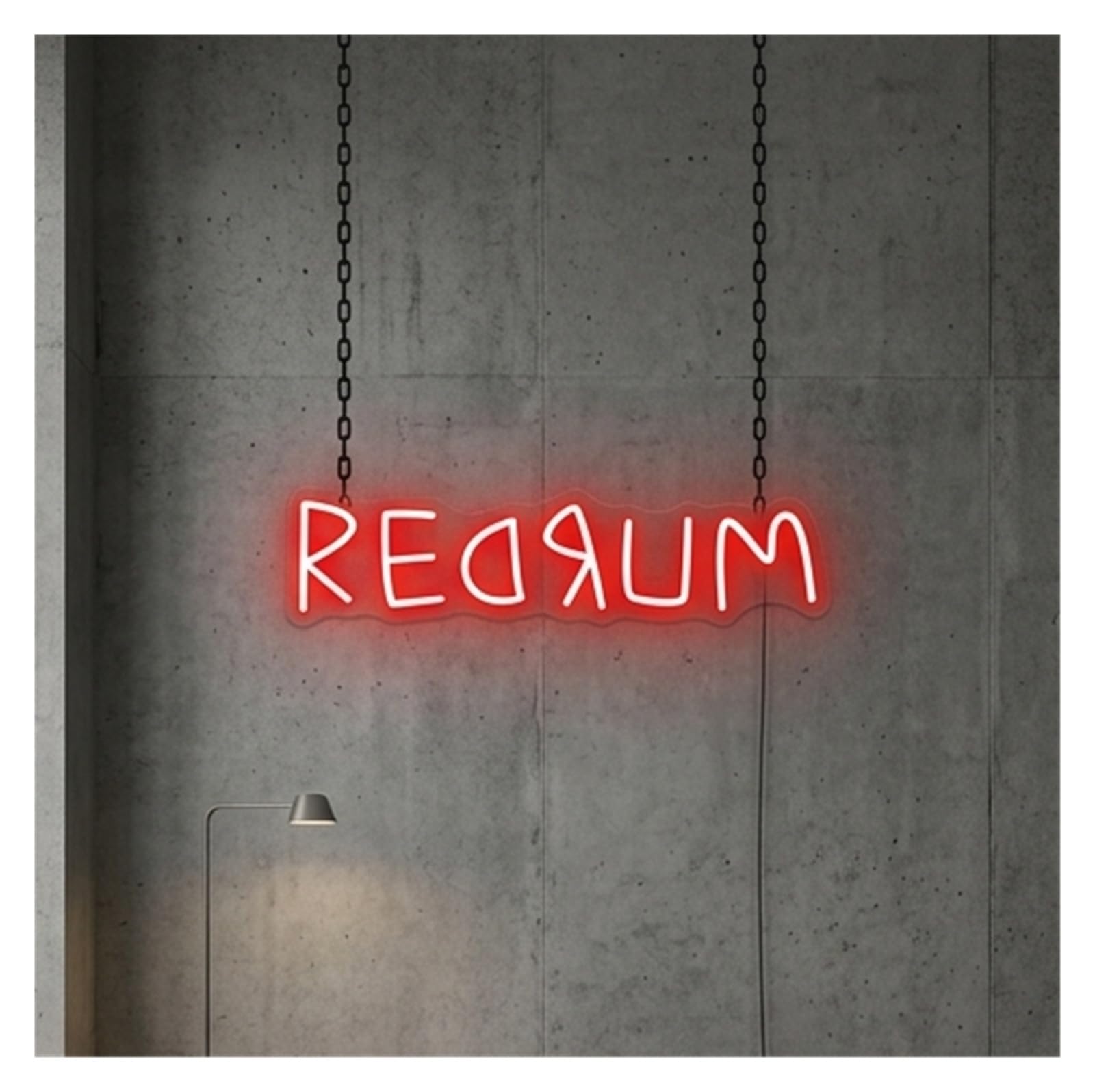 Leuchtreklame REDRUM Leuchtreklame, Horror-Grusel-Atmosphäre, Gruseliger Partyraum, Fenster, Veranda, Dekoration, Horrorfilm-Liebhaber(Rot,45x13cm)