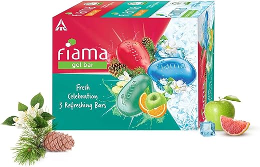 Fiama Gel Bathing Bar Fresh Celebration pack, with 3 Unique Gel Bars, with Skin Conditioners for Moisturized Skin, 375g (1...