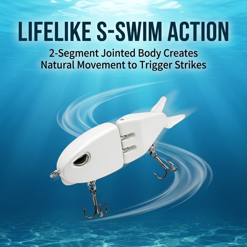 2 mini esche per pesca alla spigola, esche da 6 cm snodate con azione di nuoto realistica, esca a lento affondamento per pescatori d'acqua dolce, attrezzi da pesca all'aperto regali