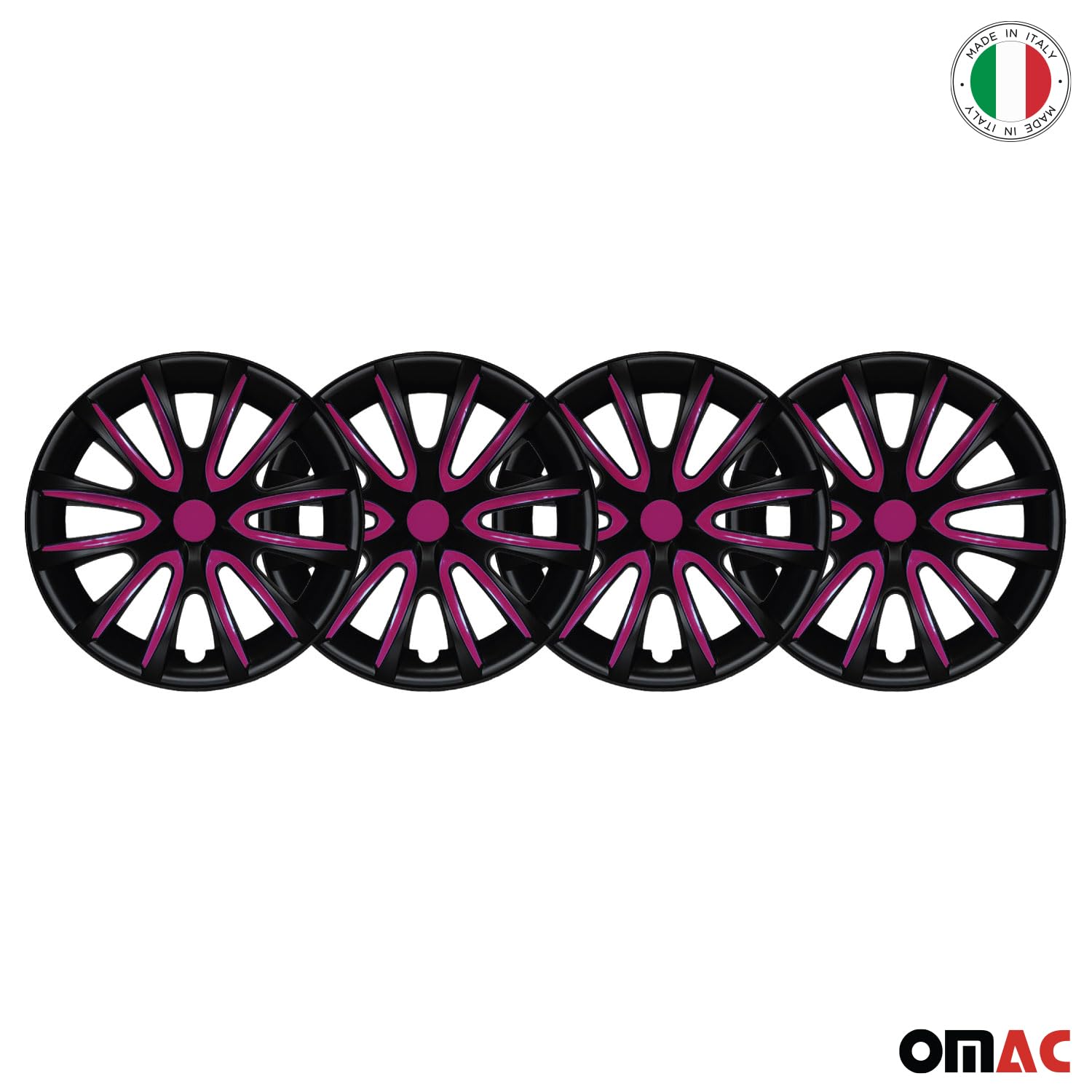 OMAC 4X Radkappen Radzierblenden Radblenden 16" Zoll Stahlfelgen Matt Schwarz-Lila