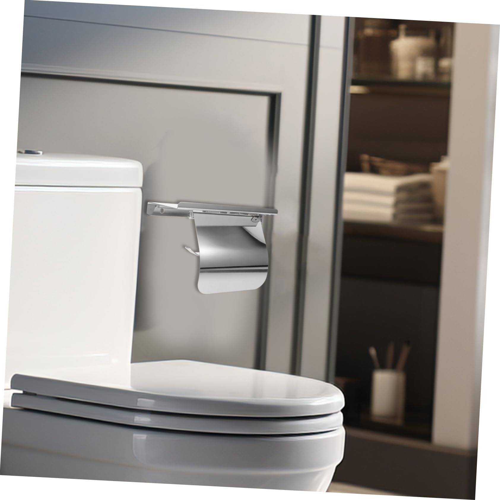Portarotolo in Acciaio Inox da Parete con Coperchio Carta Igienica | Viti, Finitura Argento Lucida, Uso Bagno e Casa, Resistente alla Ruggine e Durevole