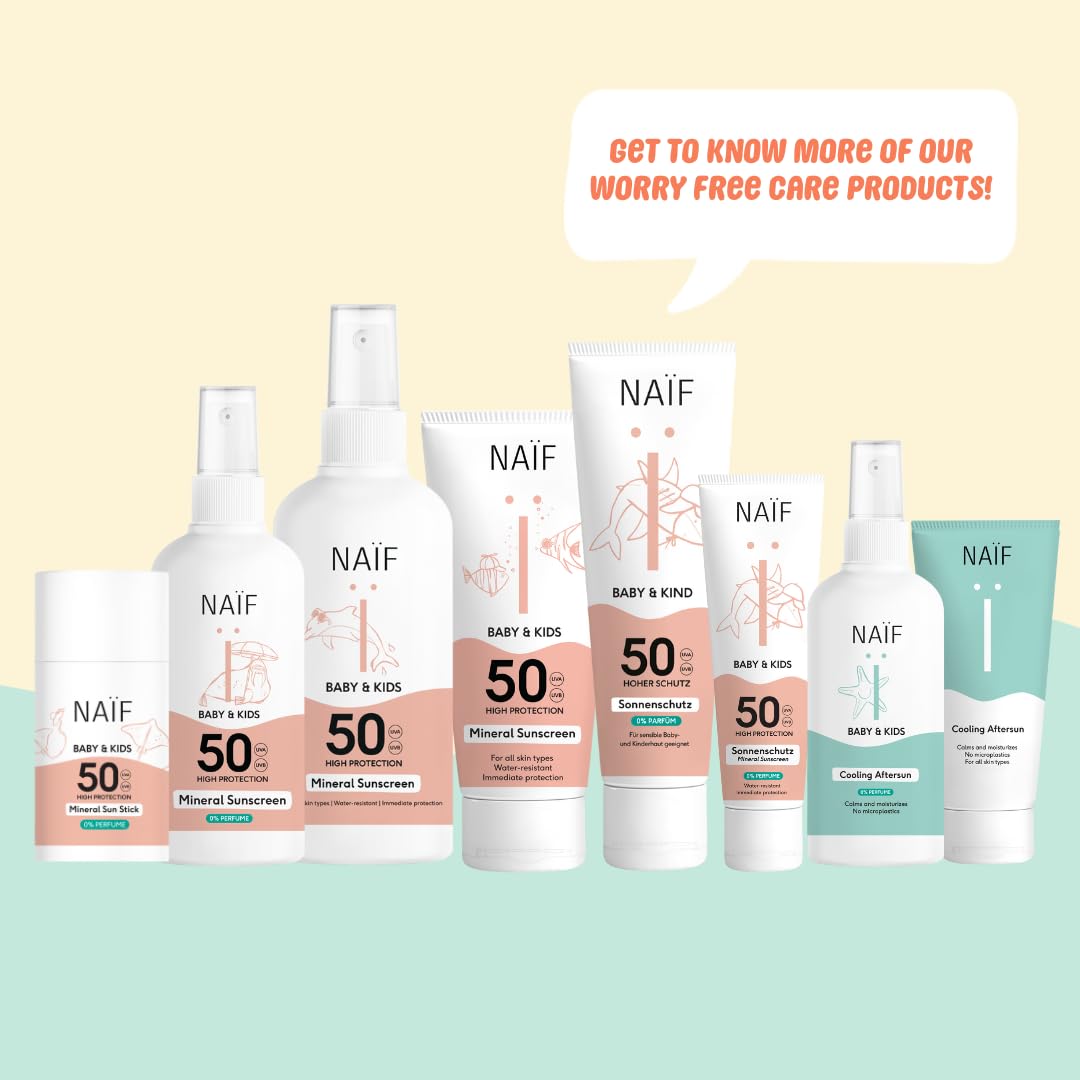 Naïf Crema solare minerale - per Neonati e Bambini - Protezione elevata - Resistente all'acqua - Vegano - SPF50-100ml