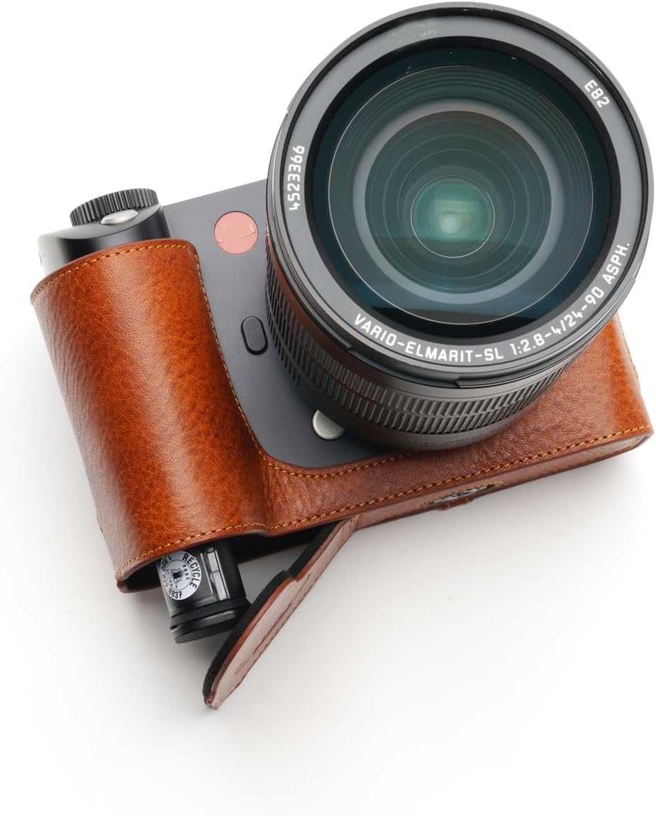 TP Original Handmade Genuine Real Leather Half Camera Case Bag Cover for Leica SL2 Rufous color