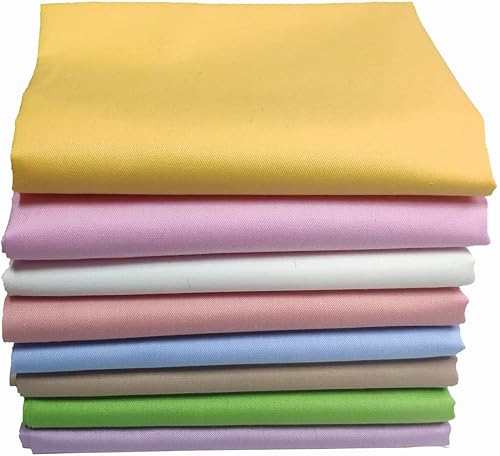 8 piezas lisas de tela de algodón 100% de algodón grueso, acolchados, costura hecha a mano, manualidades, retazos para coser textiles para el hogar