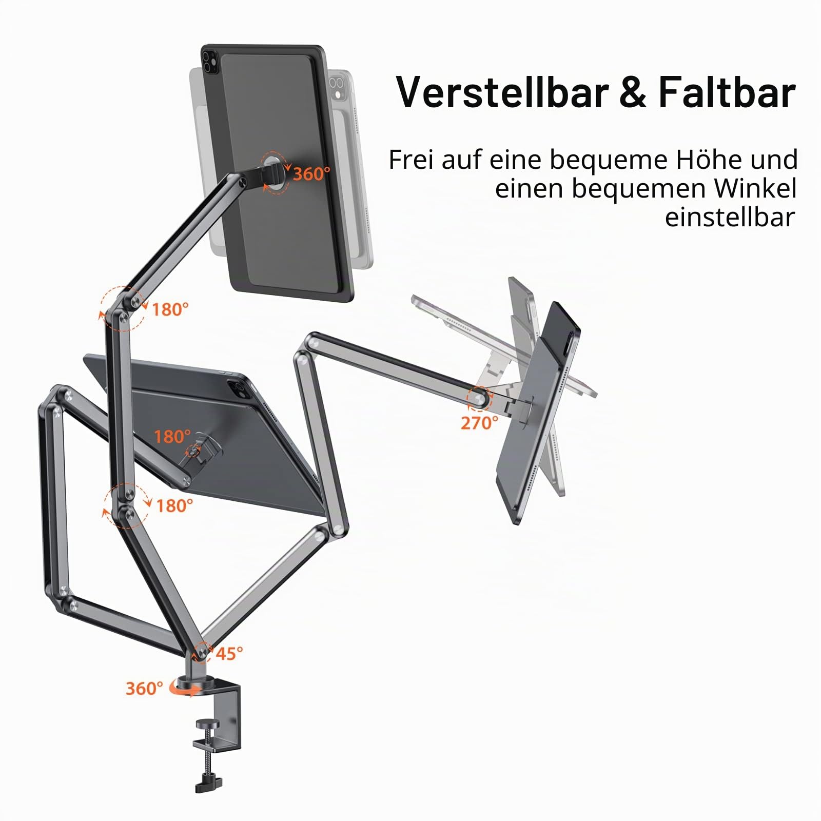 KU XIU Magnetischer Ständer Halterungnur Nur für iPad Pro 11 M4/M5, Faltbarer Arm Tablet Halterung Holder, Aluminiumlegierung Multi-Winkel Verstellbarer Desktop Stand für iPad Pro 11 M4/M5