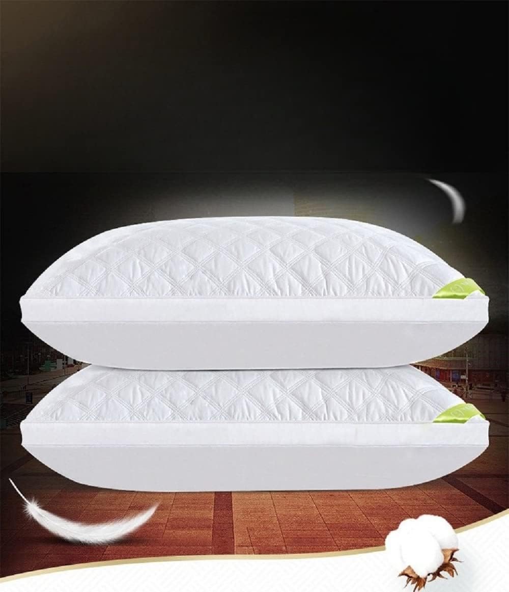 DBOZE Diamond Stiched Premium Hotel Quality Quilted 100% Cotton Alternative Plush Bed Pillows for Side Back & Stomach Sleepers, 2-Pack, Queen, White