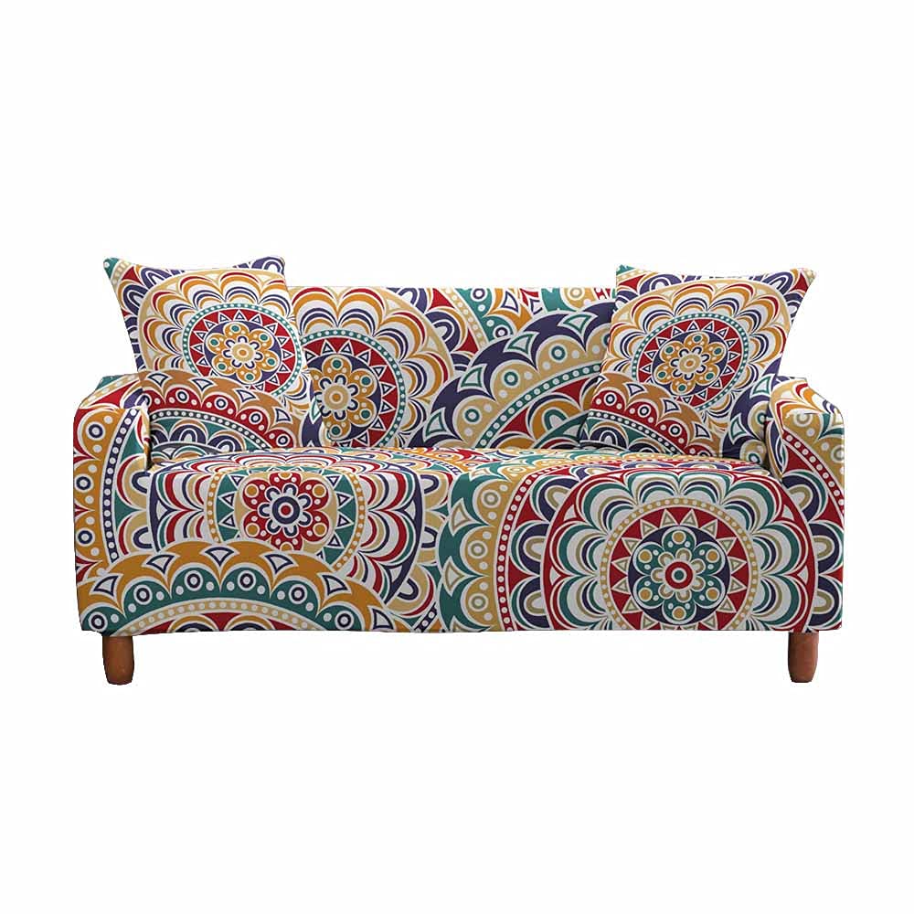 Fansu Ethnic Style 3D Colorful Mandala Printed Sofa Cover Slipcover Stretch Furniture Cover Universal Settee Couch Cover Home Decor,Non Slip Removable Washable Pet Protector (,3 Seater(190-230Cm))