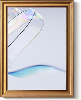 Vintage Gold Framed Wall Art Decor Retro 3d line modern abstract 3d rendering liquid shape glass color gradient Canvas Paintings Picture Poster Prints for Bathroom Living Room Bedroom Kitchen Artwork