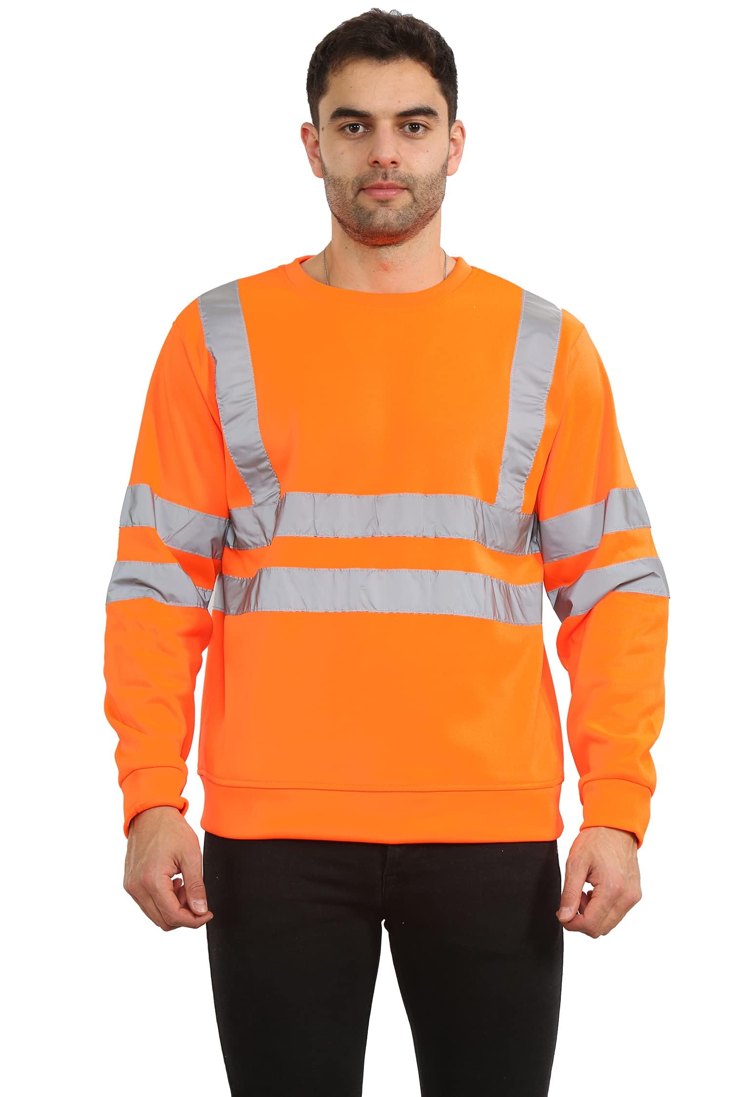 kraftd Mens Hi Vis Hoodie High Viz Hooded Sweatshirt Workwear Hoody With Reflective Tape — view 18