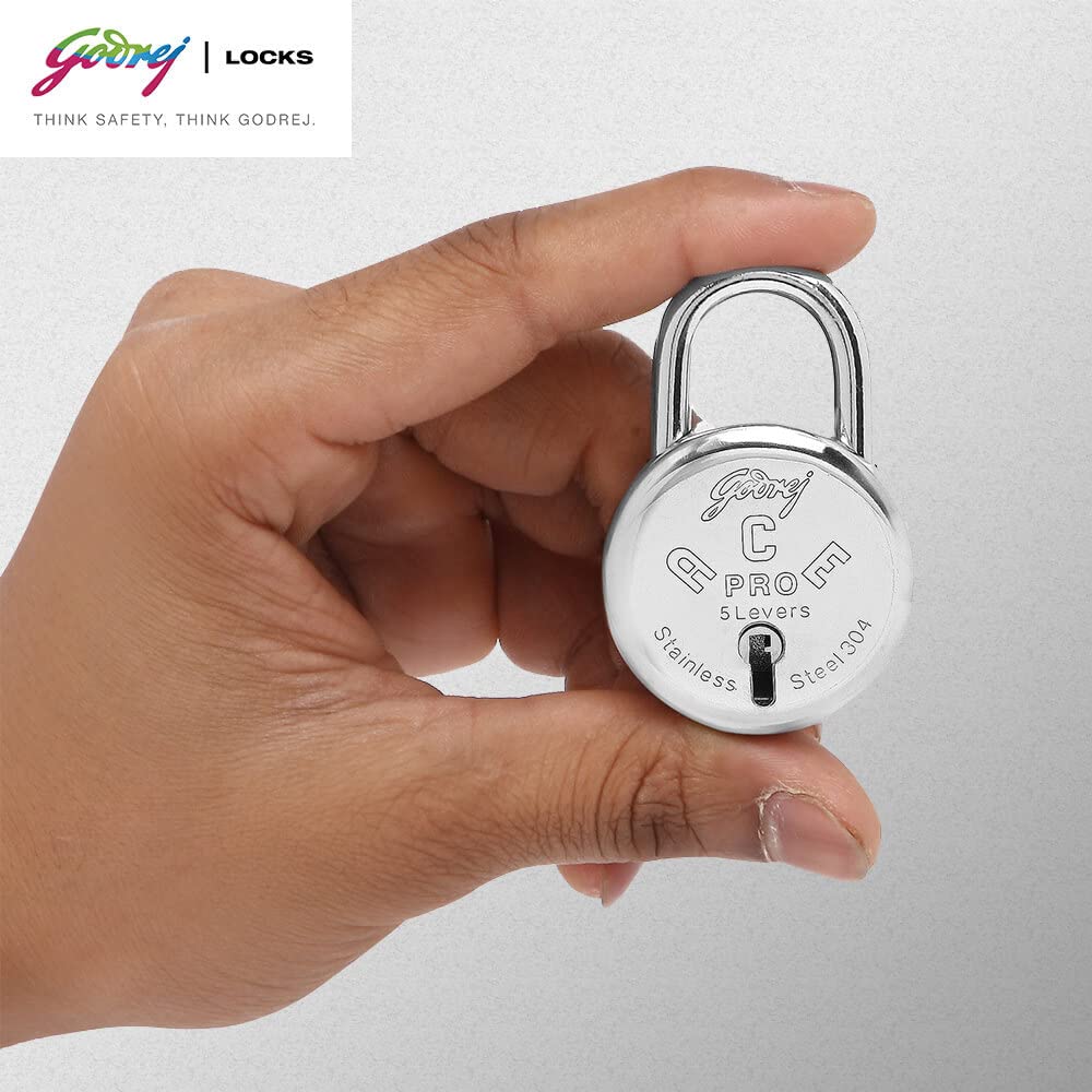 Godrej Locks | Ace Pro 5 Levers 48mm Round Padlock | Strong Double Locking | 3Keys | for aldrops, Lockers,toolboxes,Cycle Cable Ends, Wooden cupboards, suitcases | Silver Finish |1 Year Warranty — Amazon image 6