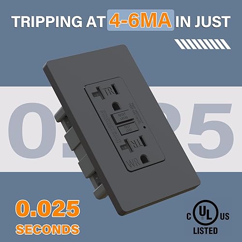 Miniatura 2 de BSEED GFCI Outlet 20 amperios, toma de corriente GFI de autoprueba con indicador LED, receptáculo GFCI resistente a la intemperie y a