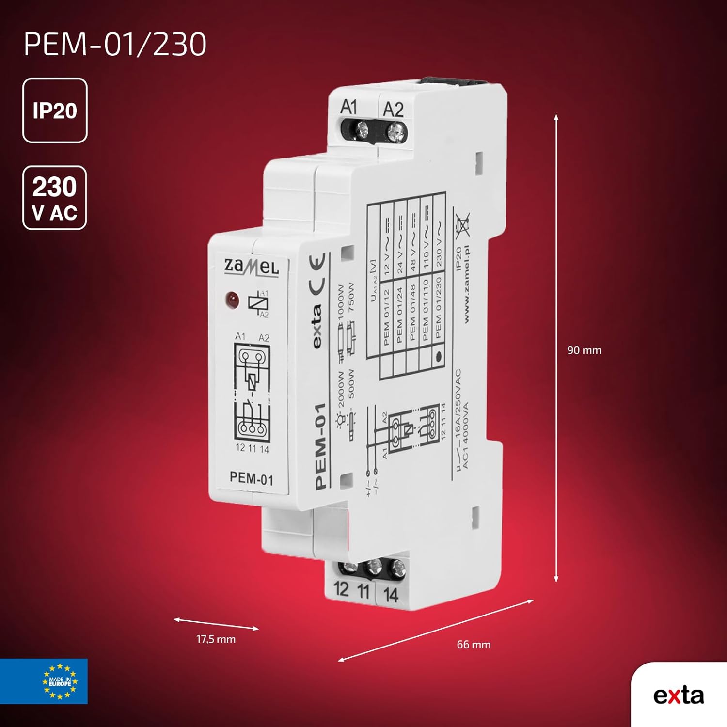 Exta Electromagnetic Relay Switch, Pack of 1, PEM/230
