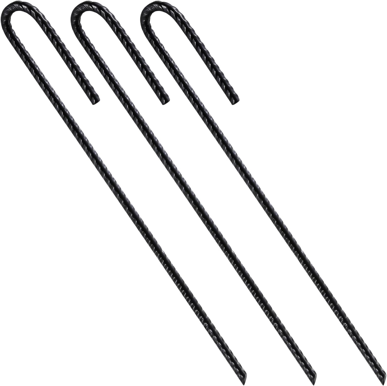 Wensilon Rebar Stakes U/J Hook Extra Heavy Duty,(10pcs) 12 inch x 1/4 inch Rust