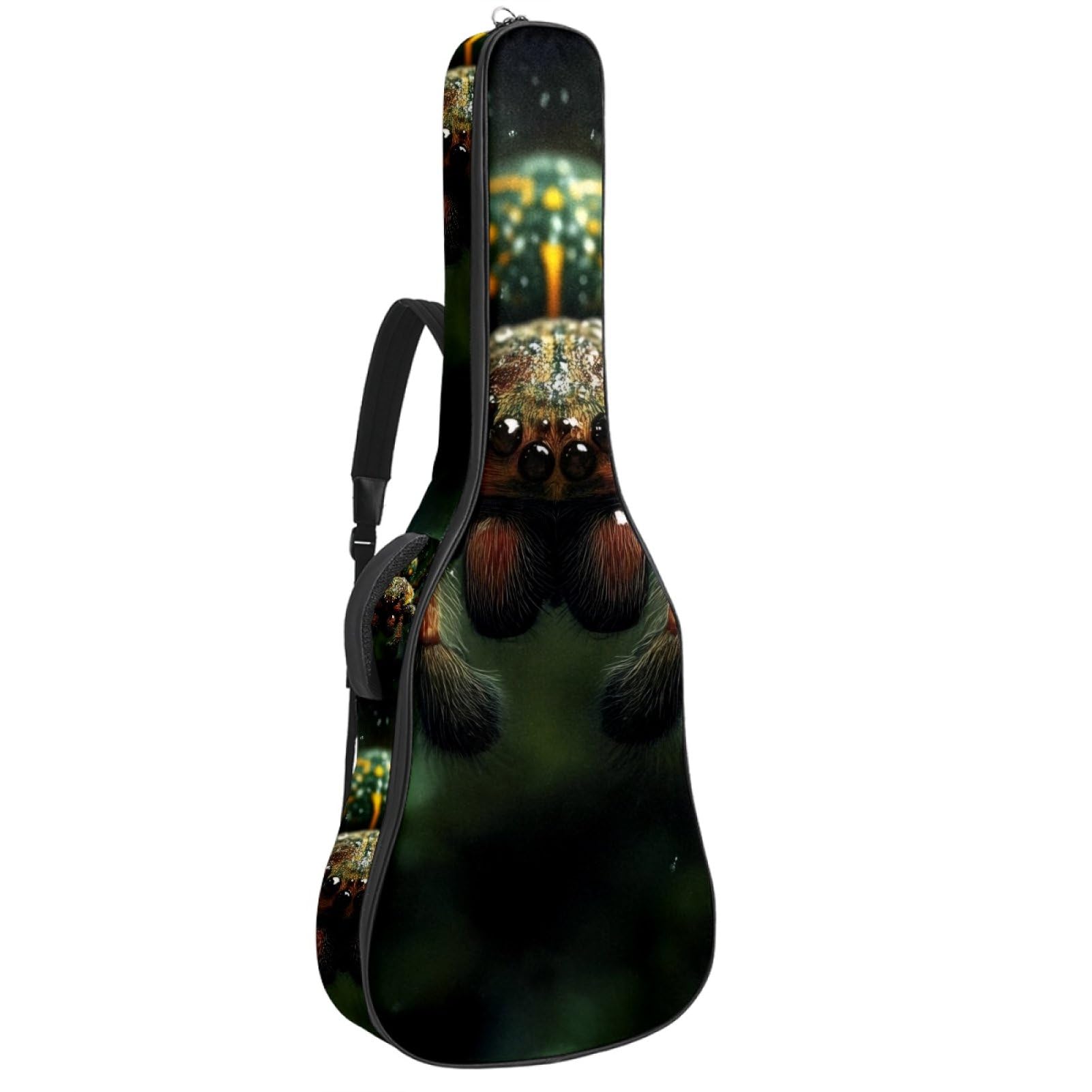 43 Zoll Akustikgitarre Softcase mit Rucksackgurt und 2 Taschen Grüne Spinne, Keine Polsterung Rucksack Wasserdicht Oxford Tuch Bassgitarre Gigbag für Konzertgitarre, Mehrfarbig 1