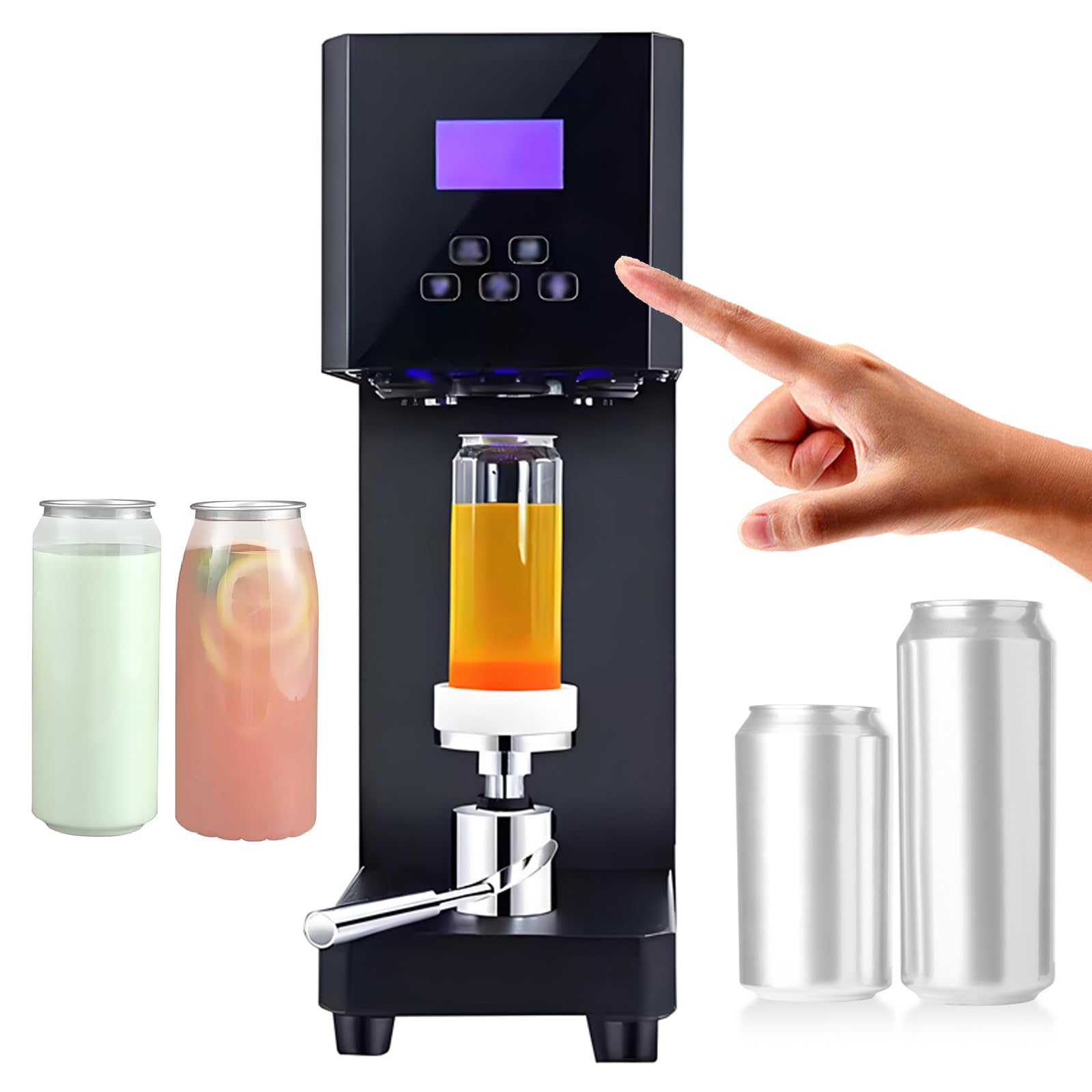 IUokLU Commercial Can Sealing Machine, 370W Electric Can Sealer With Smart Counter, Adjustable Height Up To 17Cm/6.6”, Automatic Tabletop Can Sealing Tool - 2.1" Sealing Dia,Bla-Black