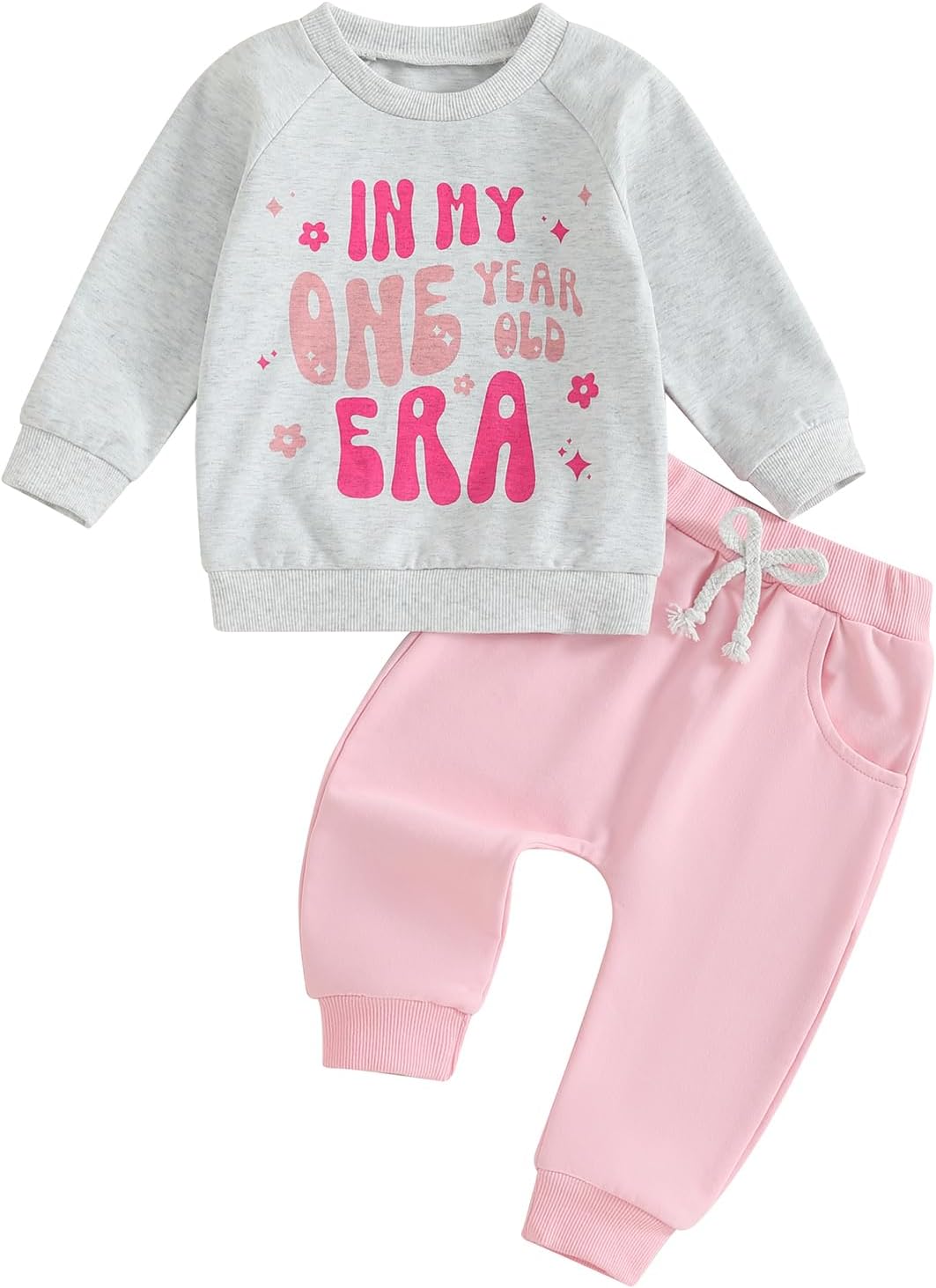 Baby Girls First Birthday Outfit In My One Year Old Era Long Sleeve Sweatshirt Tops and Pants Set 1st Birthday Gifts