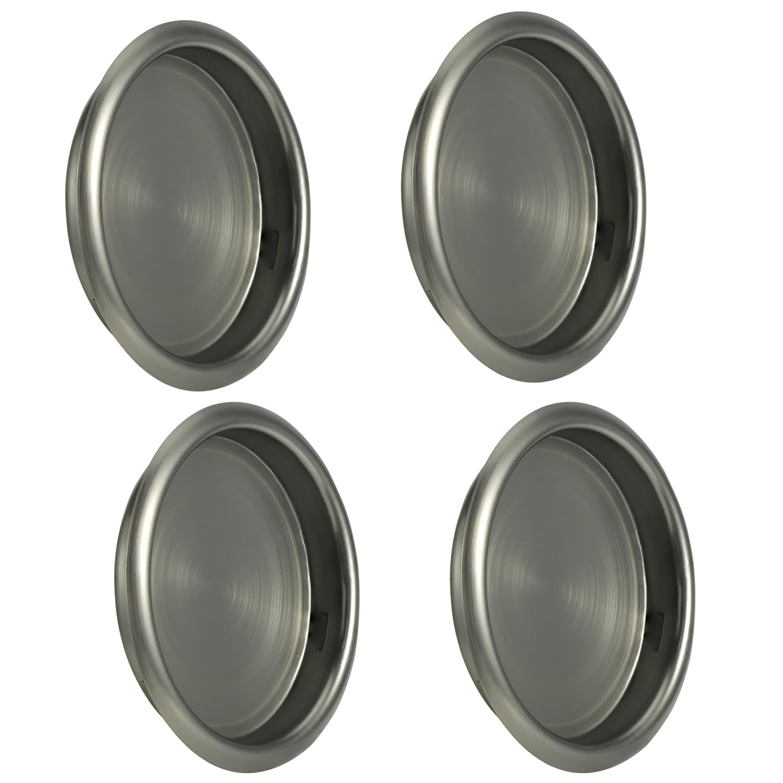 HOMOTEK 4 Pack Closet Finger Pulls, 2-1/16" Round Sliding Handles, Bypass Recessed Cabinet Pulls, Pocket Door Easy Snap No Drill, Antique Brass