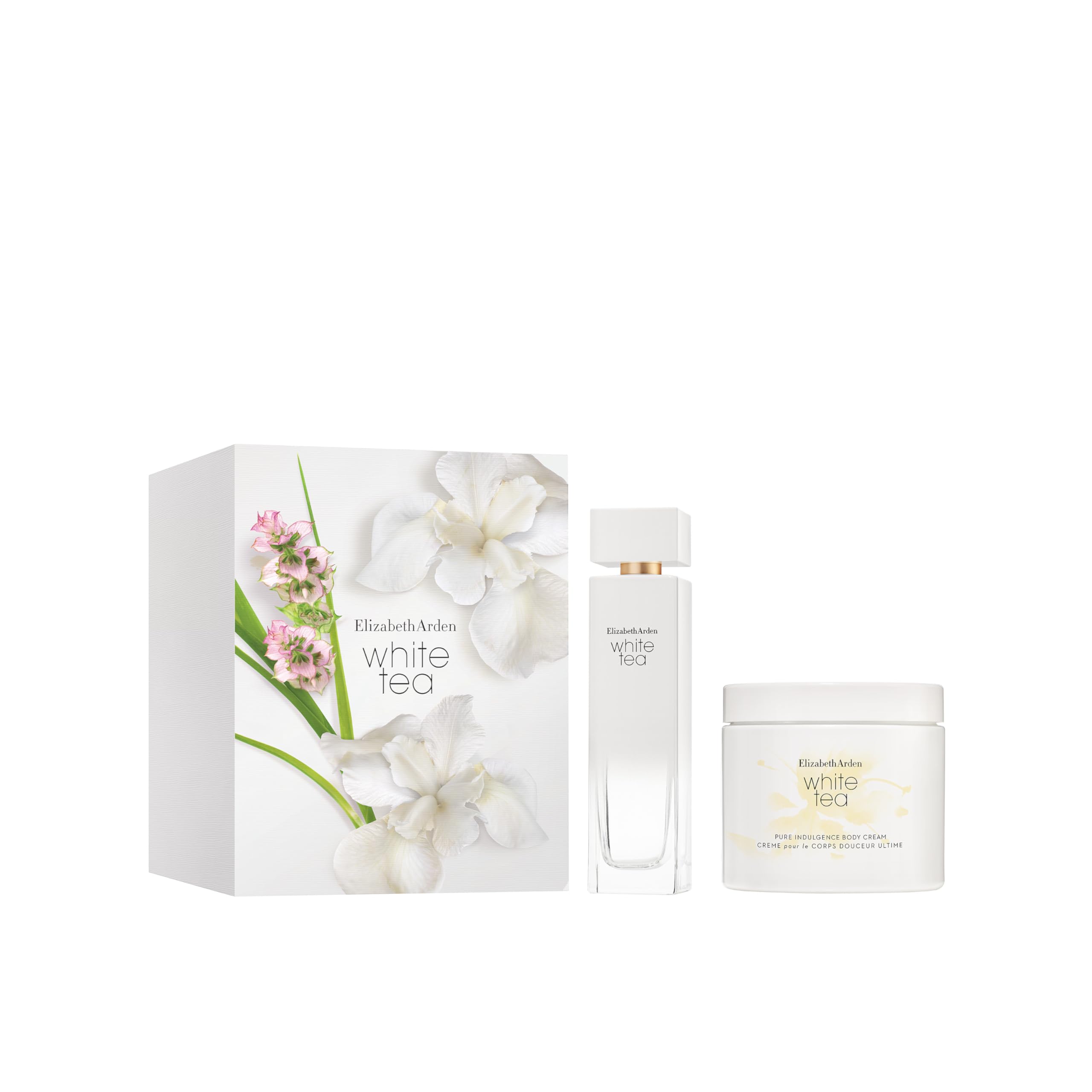 Elizabeth Arden - Coffret Cadeau 2 Pièces White Tea pour Femme, Eau de Toilette en Vaporisateur et Crème Corps Pure Indulgence, Parfum Femme Floral Apaisant au Thé Blanc et Crème Hydratante