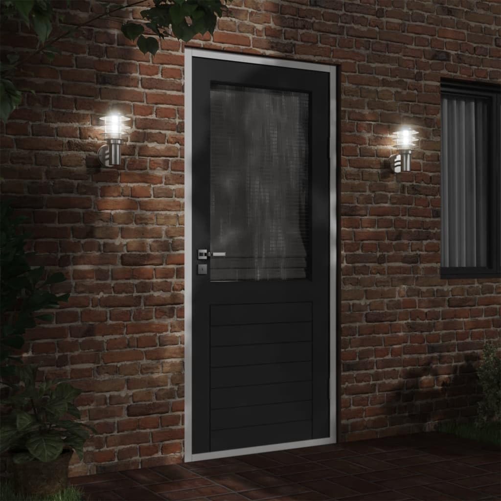 Lampy ścienne zewnętrzne, 2 sztuki, srebrne, stal nierdzewna, odporna na warunki atmosferyczne, IP44, z dyfuzorem PC, 15,5 x 15,5 x 28 cm, E27, maks. 60 W, do ogrodu, na taras, balkon, wjazd