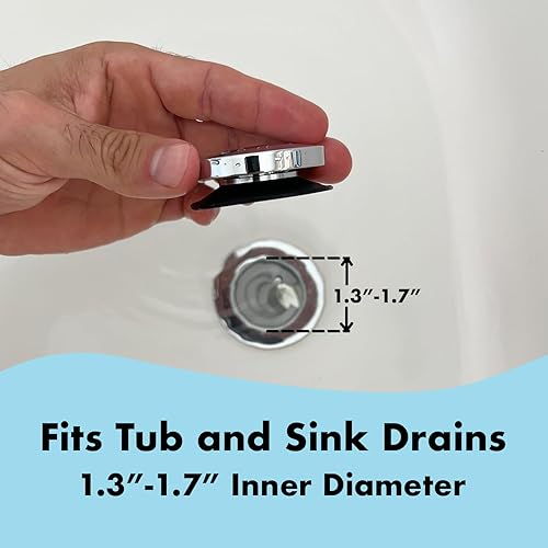 Miniatura 2 de Tapón de bañera de repuesto cromado, tapón de drenaje, tapón de bañera, para desagües de 1.3"-1.7"
