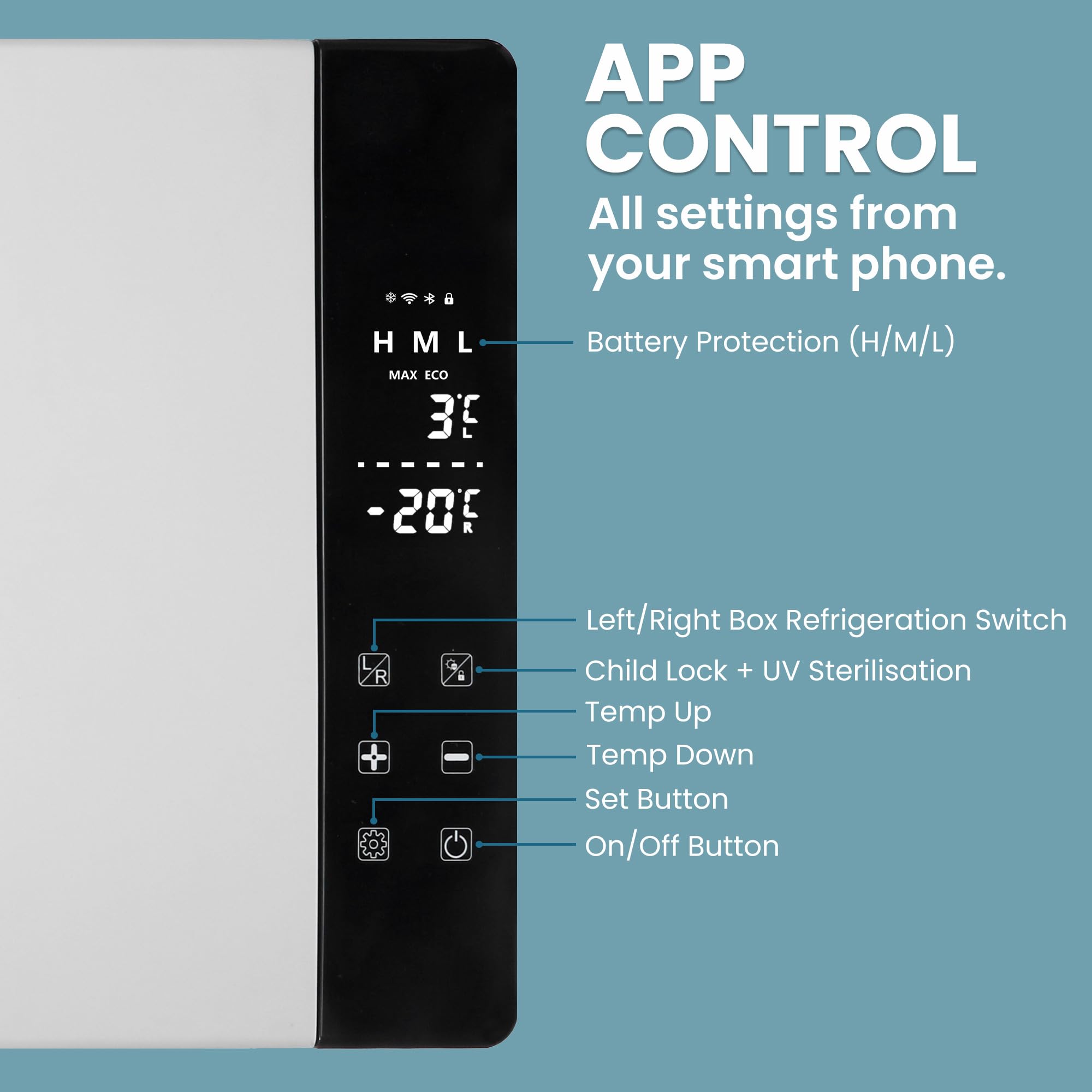 Subcold Roam45DZ Portable Car Fridge Freezer 45L – 12V/24V/240V Compressor Cooler with App Control, Eco/Max Modes, Battery Protection, Low Noise 44dB – for Cars, Camping, Road Trips & Off-Grid Use - 4
