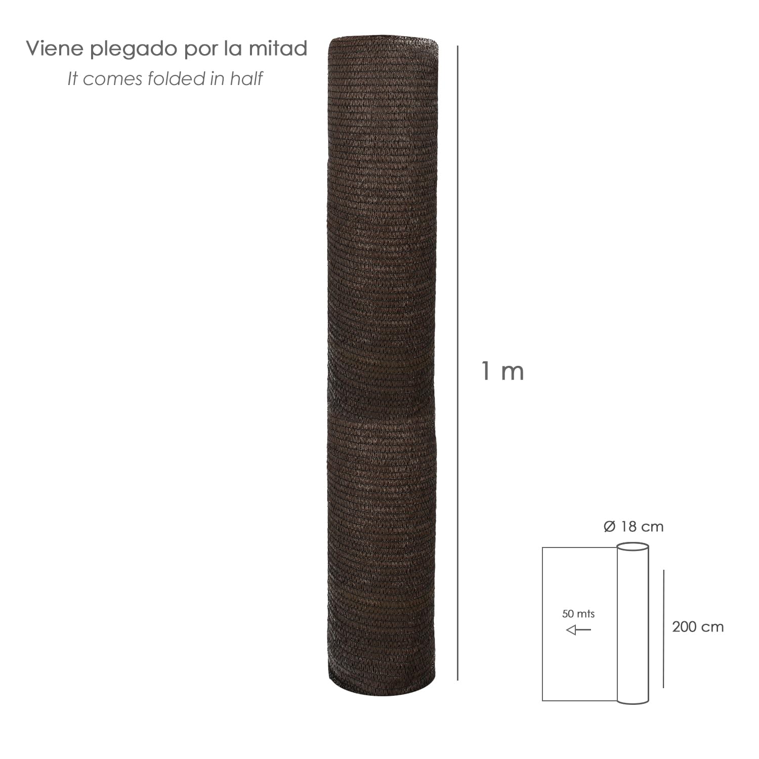 SATURNIA Malla Sombreo Rollo 2 x 50 Metros, Reduce Radiación, Protección Jardín y Terraza, Regula Temperatura, Color Marrón