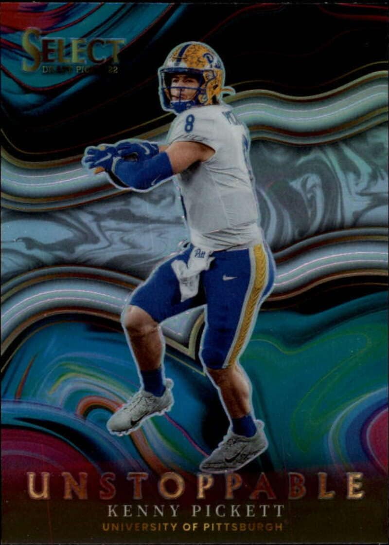 2022 Panini Select Draft Picks Unstoppable Silver Prizm Football #21 Kenny Pickett Pittsburgh Panthers Officially Collegiate NCAA Licensed Trading Card (Stock Photo shown, card straight from pack and box in Near Mint to Mint Condition)