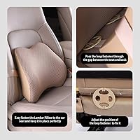 Vista 5 de Almohada de apoyo lumbar de espuma viscoelástica para coche - Soporte para la espalda para asiento de coche (Beige)