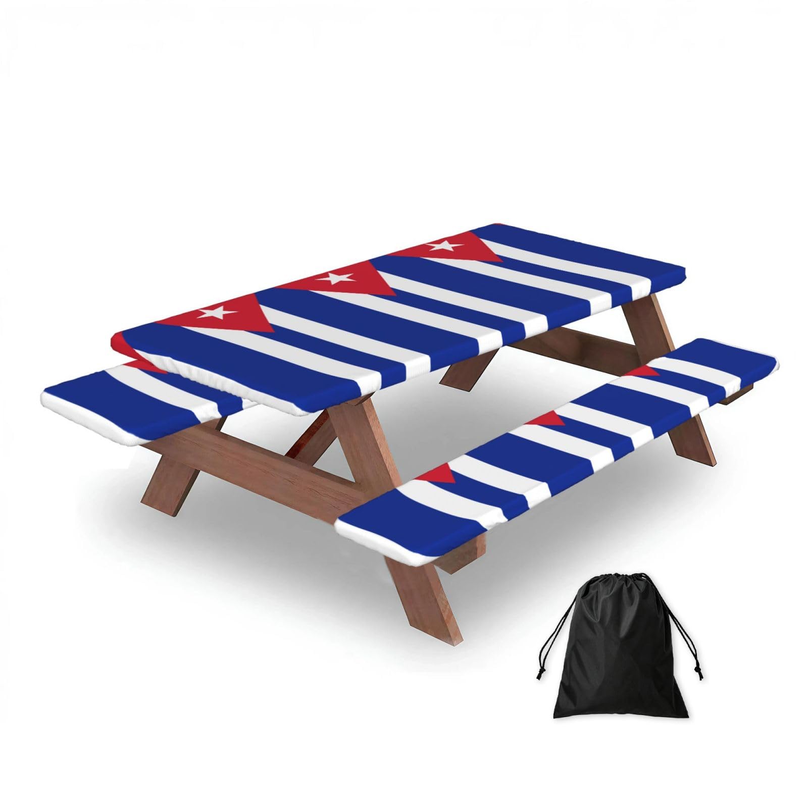 Zqytgfdc Black Cuban Flag Rectangular Water-Repellent Picnic Tablecloths, Outdoor Camping, Picnic, Bbq