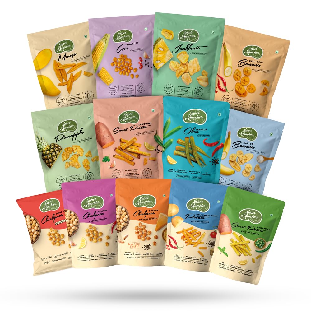 See full amazon price history chart for SUPER MUNCHIES Vacuum Cooked Chips Combo Vegan, Gluten & Nut Free, Zero Added MSG & Maida, Low Fat, No Preservatives, Zero Trans Fat & Cholesterol (Pack of 13)(940 g) SUPER MUNCHIES Vacuum Cooked Chips Combo Vegan, Gluten & Nut Free, Zero Added MSG & Maida, Low Fat, No Preservatives, Zero Trans Fat & Cholesterol (Pack of 13)(940 g) (B0D8HVBLFJ) Amazon Price History, Amazon Price Tracker