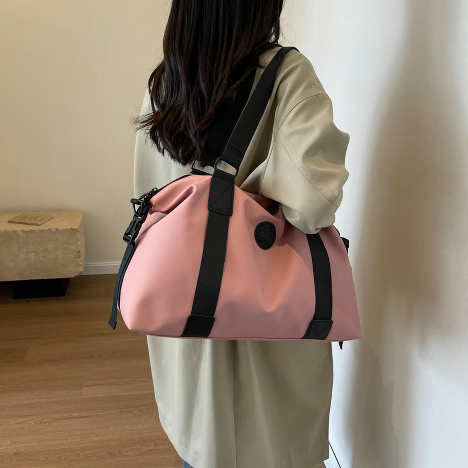 Reisetasche Herren Reisetasche Große Kapazität Tragbarer Oxford Stoffspeicher Beutel Sport Fitness Bag Frauen Freizeit -grau