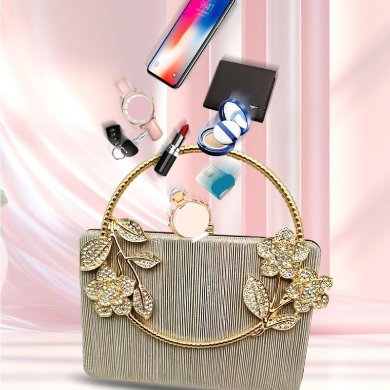 Wedding Prom Banquet Bag Metal Flower Women's Dress Hand-held Chain Bar Crossbody Bags Formal Events Banquets image 2