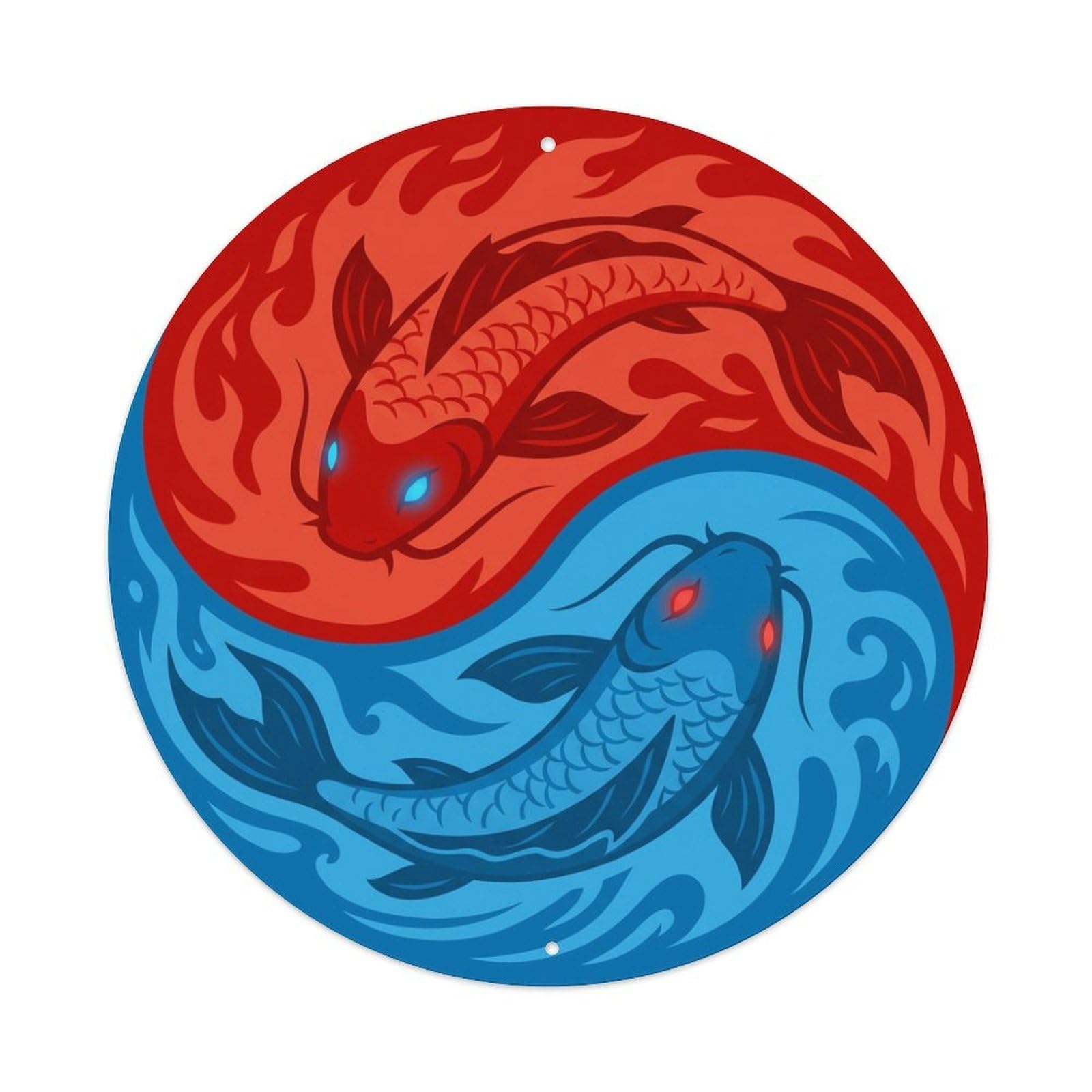 Tgrcjimh Style Metal Tin Sign Tai Chi Koi Fish